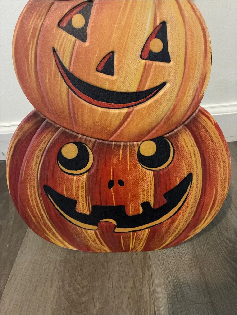 NWT- 23” Halloween Jack-o-lantern Pumpkin Stack Metal Easel Stand Porch Sign